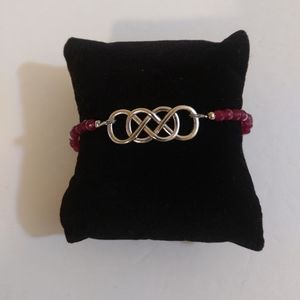 NEW Artisan Womens Classic Style Red Gemstone Bead Silver Metal Bracelet…